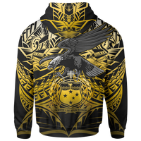 Samoa Polynesian Custom Zip up Hoodie Eagle Tribal Pattern Yellow - Polynesian Pride