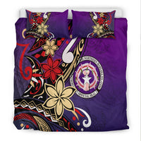 Northern Mariana Bedding Set - Tribal Flower With Special Turtles Purple Color - Polynesian Pride
