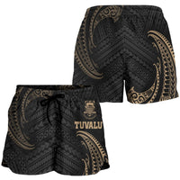 Tuvalu Polynesian Women's Shorts - Gold Tribal Wave - Polynesian Pride