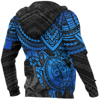 Pohnpei Hoodie Polynesian Blue Turtle - Polynesian Pride