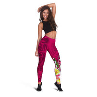 Samoa Legging - Turtle Plumeria (Pink) - Polynesian Pride