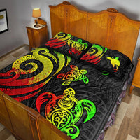 Papua New Guinea Quilt Bed Set - Reggae Tentacle Turtle - Polynesian Pride
