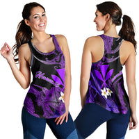Hawaii Turtle With Plumeria Leaf Purple Women Tank Top - LT12 - Polynesian Pride