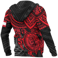 Tahiti Polynesian Hoodie (Zip up) Red Turtle - Polynesian Pride