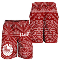 Tahiti Men's Short - Tahiti Seal In Polynesian Tattoo Style (Red) - Polynesian Pride