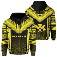 Hawaii Kanaka Polynesian Zip up Hoodie Active Yellow Unisex Yellow - Polynesian Pride