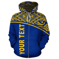 Nauru Polynesian Custom Zip up Hoodie Blue Curve - Polynesian Pride