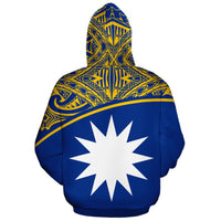 Nauru Polynesian Custom Zip up Hoodie Blue Curve - Polynesian Pride