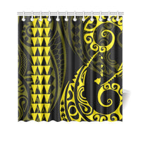 Hawaii Kakau Yellow Polynesian Shower Curtain 177 x 172 (cm) Yellow - Polynesian Pride