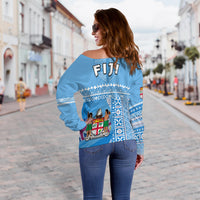 Fiji Dreamy Off Shoulder Sweater Tapa Pattern LT13 - Polynesian Pride