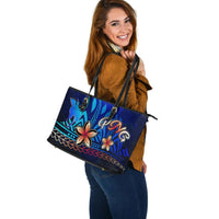 Papua New Guinea Large Leather Tote Bag - Vintage Tribal Mountain - Polynesian Pride