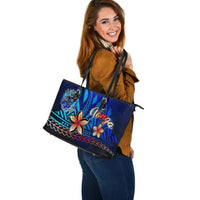 Tonga Large Leather Tote Bag - Vintage Tribal Mountain - Polynesian Pride