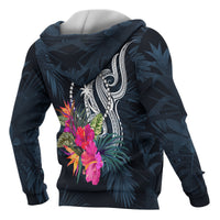 Chuuk Micronesia Zip up Hoodie Tropical Flowers - Polynesian Pride