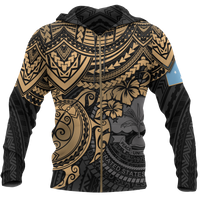 Federated States of Micronesia Hoodie (Zip up) Golden Turtle Unisex BLACK - Polynesian Pride