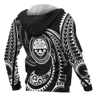 Federated States of Micronesia All Over Zip up Hoodie White Tribal Wave - Polynesian Pride