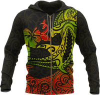 Hawaii Zip up Hoodie Polynesian Hammerhead Shark Unisex BLACK - Polynesian Pride