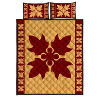 Hawaiian Quilt Pattern Palm Tree Swell Quilt Bed Set Gold - Polynesian Pride