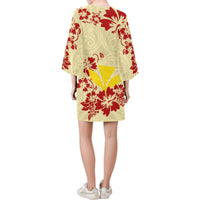 Hawaii Bell Sleeve Dress - Yellow Hibiscus - Polynesian Pride