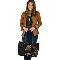 Tuvalu Polynesian Leather Tote Bag - Gold Tribal Wave - Polynesian Pride