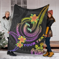 Polynesian Custom Personalised Premium Blanket - Plumeria Flowers with Spiral Patterns - Polynesian Pride
