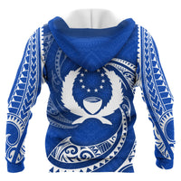 Pohnpei Micronesia All Over Zip up Hoodie Blue Tribal Wave - Polynesian Pride