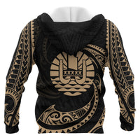 Tahiti Polynesian Custom Hoodie Gold Tribal Wave - Polynesian Pride