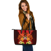 Fiji Custom Personalised Large Leather Tote - Tribal Tuna Fish - Polynesian Pride