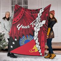 Papua New Guinea Sandaun Province Polynesian Custom Personalised Blanket - Tribal Wave Tattoo - Polynesian Pride
