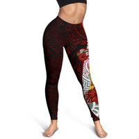 Tuvalu Polynesian Custom Personalised Legging - Coat Of Arm With Hibiscus - Polynesian Pride