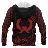 Pohnpei Micronesia All Over Zip up Hoodie Red Tribal Wave - Polynesian Pride
