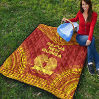 Papua New Guinea Premium Quilt - Papua New Guinea Coat Of Arms Polynesian Chief Red Version - Polynesian Pride