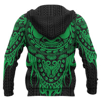 Polynesian All Over Zip up Hoodie Tattoo Tiki Blue - Polynesian Pride