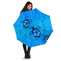 Turtle Hibiscus Swim In Sea Umbrella Umbrella One Size Black - Polynesian Pride
