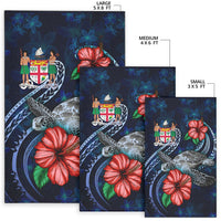 Fiji Polynesian Area Rug - Blue Turtle Hibiscus - Polynesian Pride