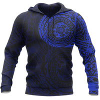 Hoodie Polynesian Tattoo Blue Style Unisex Blue - Polynesian Pride