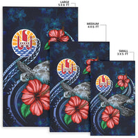 Tahiti Polynesian Area Rug - Blue Turtle Hibiscus - Polynesian Pride
