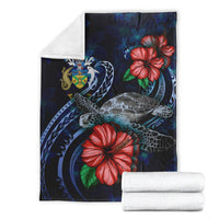 Solomon Islands Polynesian Premium Blanket - Blue Turtle Hibiscus - Polynesian Pride