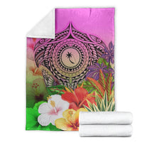Chuuk Polynesian Premium Blanket - Manta Ray Tropical Flowers - Polynesian Pride