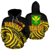 Hawaii Kanaka Maoli Zip up Hoodie Tatau Style Unisex Yellow - Polynesian Pride