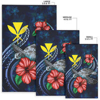 Hawaii Polynesian Area Rug - Blue Turtle Hibiscus - Polynesian Pride