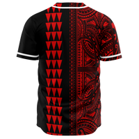 Hawaii Polynesian Kakau Baseball Jersey V.4 - Freestyle - Red - Polynesian Pride