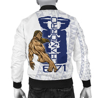 Guam Men's Bomber Jacket - Chamorro With Puntan Blue Color - Polynesian Pride