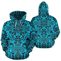 Polynesian Zip up Hoodie Tribal 19 Unisex Blue - Polynesian Pride
