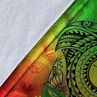 Yap Premium Blanket - Manta Ray Tropical Flowers (Green) - Polynesian Pride