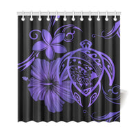 Hawaii Turtle Hibiscus Plumeria Shower Curtain - Purple - Polynesian Pride