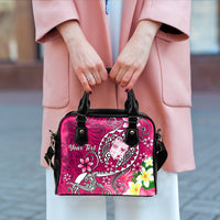 Fiji Custom Personalised Shoulder Handbag - Turtle Plumeria (Pink) - Polynesian Pride