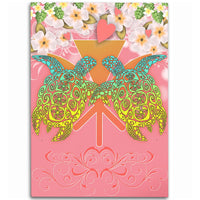Hawaii Turtle Couple Plumeria Valentine Pattern Area Rug - Bond Style - AH - Polynesian Pride