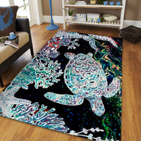 Hawaii Turtle Corals Shell Background Area Rug - AH - Polynesian Pride