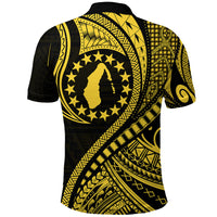 Aitutaki Cook Islands Polo Shirt Gold Polynesian Wave Style LT9 - Polynesian Pride