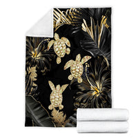 Hawaii Blanket - Golden Tropical Turtle Premium Blankets AH - Polynesian Pride